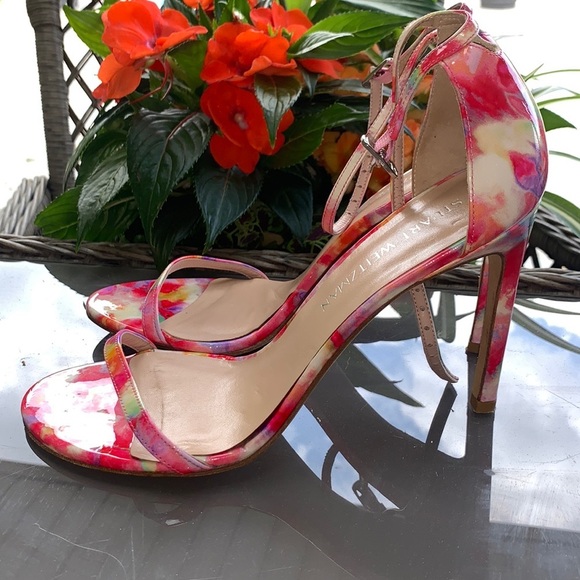 Stuart Weitzman Shoes - SW Pink Multicolour Watercolour Nudist Sandals